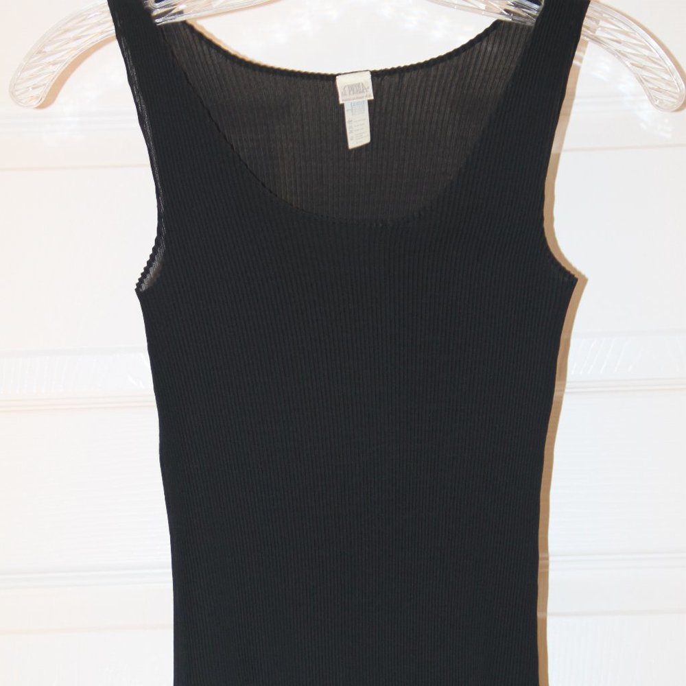 La Perla Black Pleated Accordion Tank Top Shell Vintage Size IT44